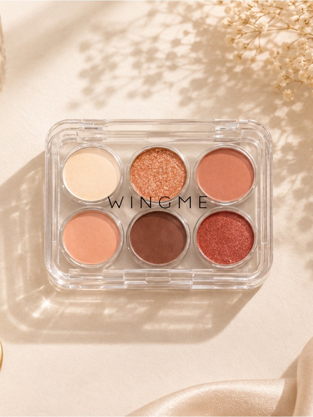 WingMe Warm Neutral 6-Color Eyeshadow Palette - Peach & Bronze